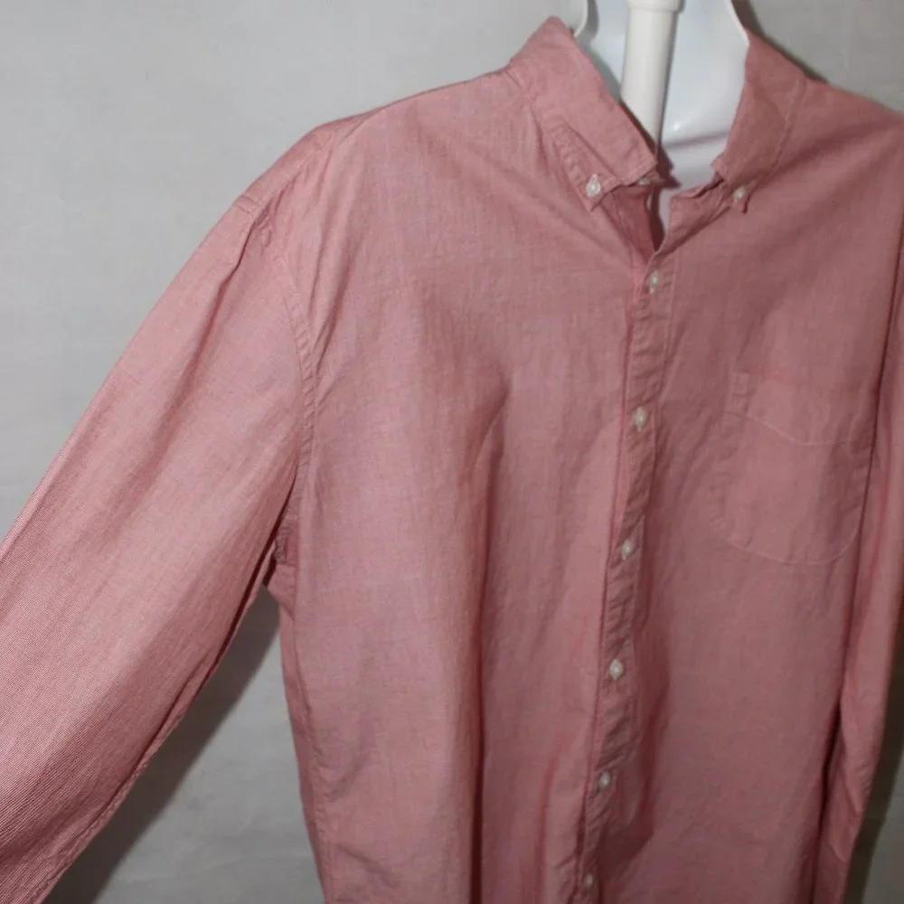 J. Crew Secret Wash Shirting Stretch Men's Pink Slim Long Sleeve Button Down XL